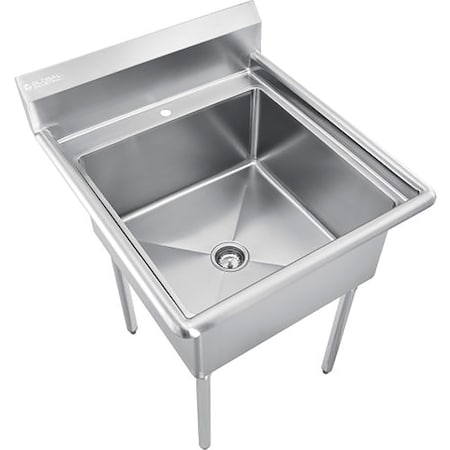 Global Industrial Stainless Steel Utility Sink W/10 Backsplash, 24x24x12 Deep 670457